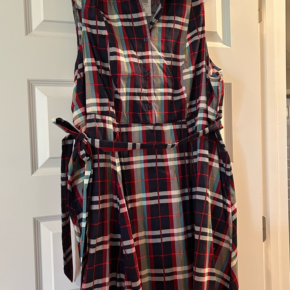 Torrid Black and Red Tie Front Collared Shirt Dress